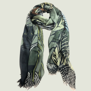 David Lance Goines black cat artwork scarf