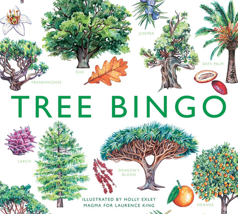 Tree Bingo game box cover design with tree illustrations