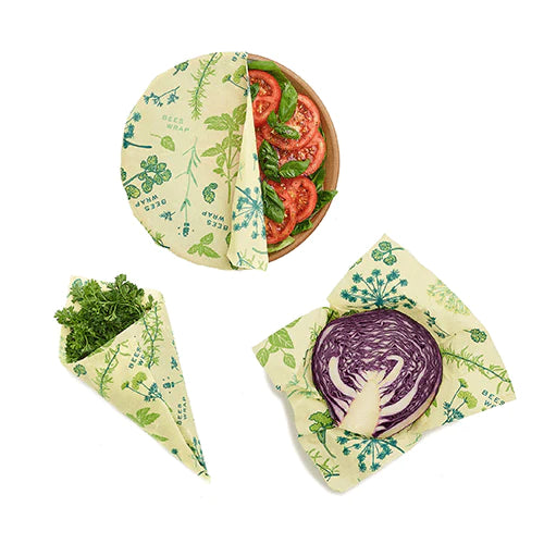 Bee's Wrap - Plant Based - 3 Pack Food Wraps - Herb Garden Print