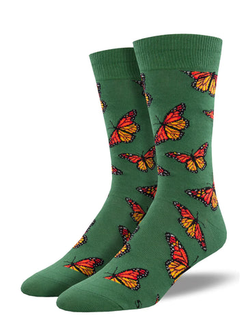 Butterfly Socks - LG - Green Heather