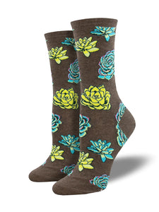 Succulents Socks - MED - Brown