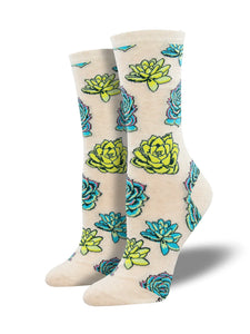 Succulents Socks - MED - Ivory