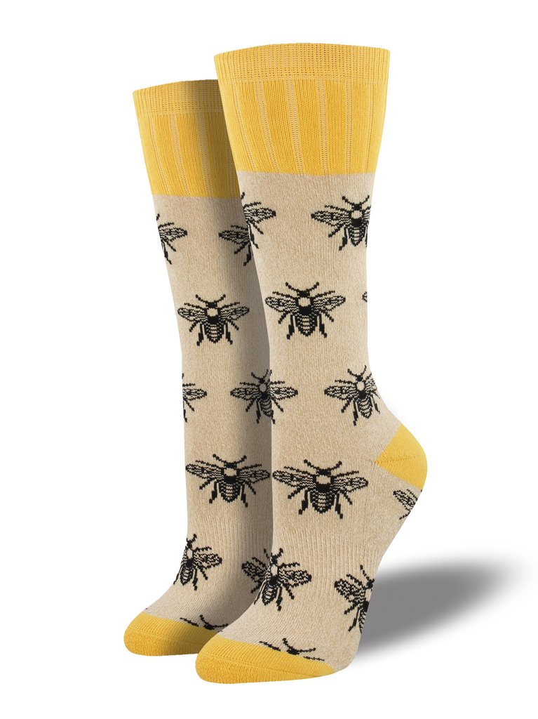 Yellow socks with bee print