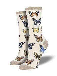 Butterflies Socks - MED - Ivory